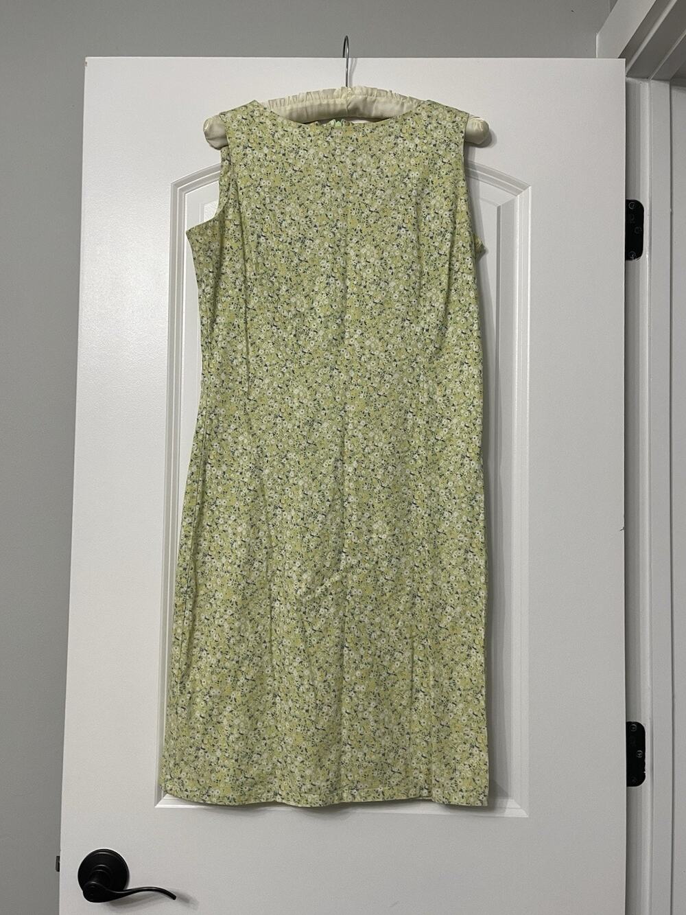 Cottagecore Vintage Emma James Green Ditsy Floral Sleeveless Sheath Dress Sz 8